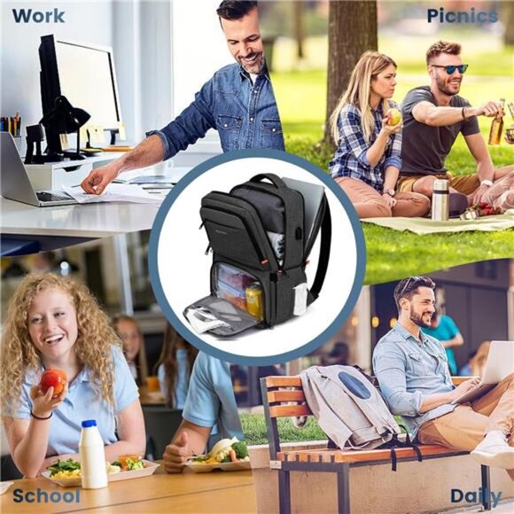 Lunch Backpack, Insulated Cooler Backpack Lunch Box for Men Women, 15.6 Inches - Picture 6 of 7